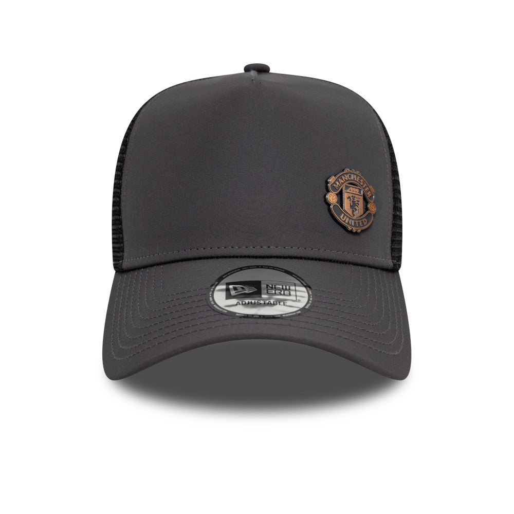 Manchester United FC Hat - Bronze EF Graphite Grey EPL 9Forty A-Frame Trucker Snapback Cap - New Era